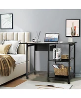 Gouun Folding Writing Office Desk with Storage Shelves
