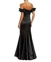 Mac Duggal Women's Satin Ruffle Off the Shoulder Mermaid Gown