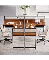 Tribesigns L-Shaped Computer Desk, 55-Inch Large Corner Office Desk with Baffle Plate, Executive Desk with Cable Management Hole, Simple Desk for Home