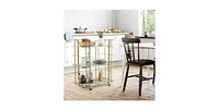 Slickblue 3 Tier Faux Marble Gold Rolling Bar Cart