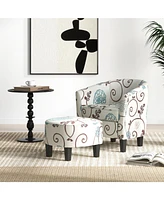Gouun Modern Accent Tub Chair and Ottoman Set with Fabric Upholstered