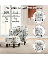 Gouun Modern Accent Tub Chair and Ottoman Set with Fabric Upholstered