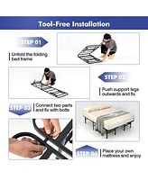 Gouun King Size Folding Steel Platform Bed Frame for Kids and Adults-King Size