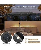 13FT Double-sided Patio Umbrella with Solar Lights Crank Handle Base