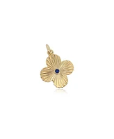 The Lovery Fluted Blue Sapphire Clover Charm 14K Gold