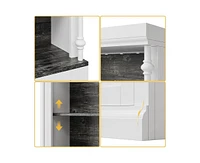 gaomon Tall Storage Bookcase with 3-Tier Open Shelves and Double Door, Roman Column Design and 4 Adjustable Lights