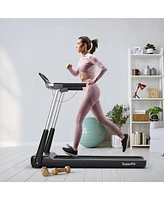 Gymax 2.25HP Folding Led Treadmill Electric Running Walking Machine w/ App Control Gym