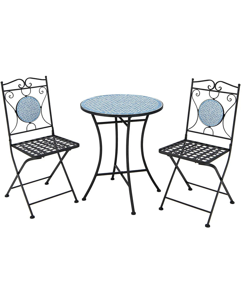 Gouun 3 Pieces Patio Bistro Set Outdoor Furniture Mosaic Table Chairs