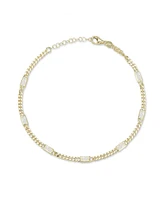 Rachel Zoe 14K gold Over Sterling Silver Curb Chain Anklet With Baguette Stones