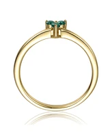 GiGiGirl 14k Gold Plated with Triple Green or Pink Cubic Zirconia Ring