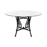 Slickblue Round Glass Dining Table with Metal Frame for Modern and Elegant Dining Spaces