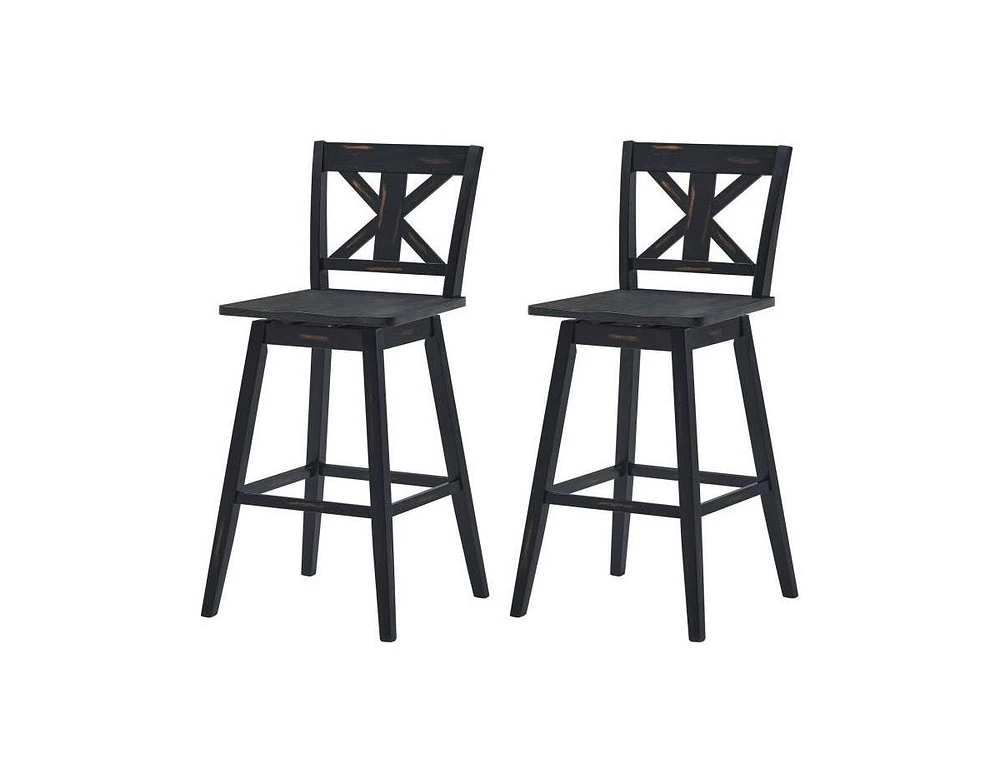 Slickblue Set of 2 Wood Modern Kitchen Dining Bar Stools with Farmhouse Swivel Seat