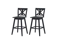 Slickblue Set of 2 Wood Modern Kitchen Dining Bar Stools with Farmhouse Swivel Seat