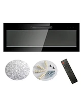 Mondawe 42 Inch Recessed Ultra Thin Tempered Glass Front Wall Mounted Electric Fireplace With Remote