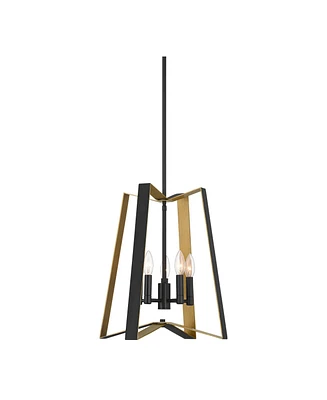 Clara 16" Modern Pendant Chandelier Ceiling Light Fixture Dining Room Over Table Kitchen Island Foyer Hanging 4-Light Black Gold Finish Hallway Entryw