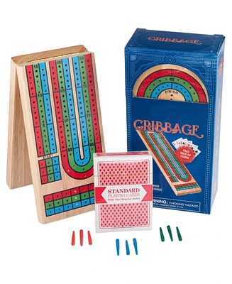 Slickblue Wooden 3-Track Cribbage Board – Classic and Durable Game for Family Fun