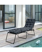 Gouun Outdoor Lounge Chaise Cushion with String Ties for Garden Poolside