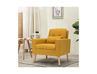 Slickblue Linen Mid-Century Modern Accent Chair with Pillow Stylish Living Room Seating