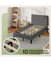 Gouun Upholstered Bed Base with Button Stitched Headboard