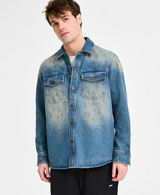 Hugo by Boss Men's Relaxed-Fit Distressed Denim Shirt