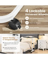 Gouun Rolling Overbed Bedside Table with 9-Level Adjustable Height