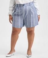 And Now This Trendy Plus Striped Trouser Shorts, Exclusively at Macy's