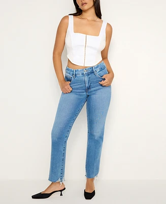 Good American Women's High-Rise Straight-Leg Jeans