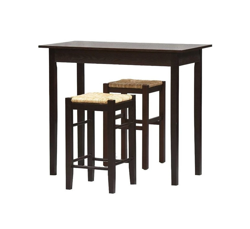 Slickblue Compact 3-Piece Dining Set with Table and 2 Backless Stools in Espresso Finish