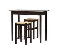 Slickblue Compact 3-Piece Dining Set with Table and 2 Backless Stools in Espresso Finish