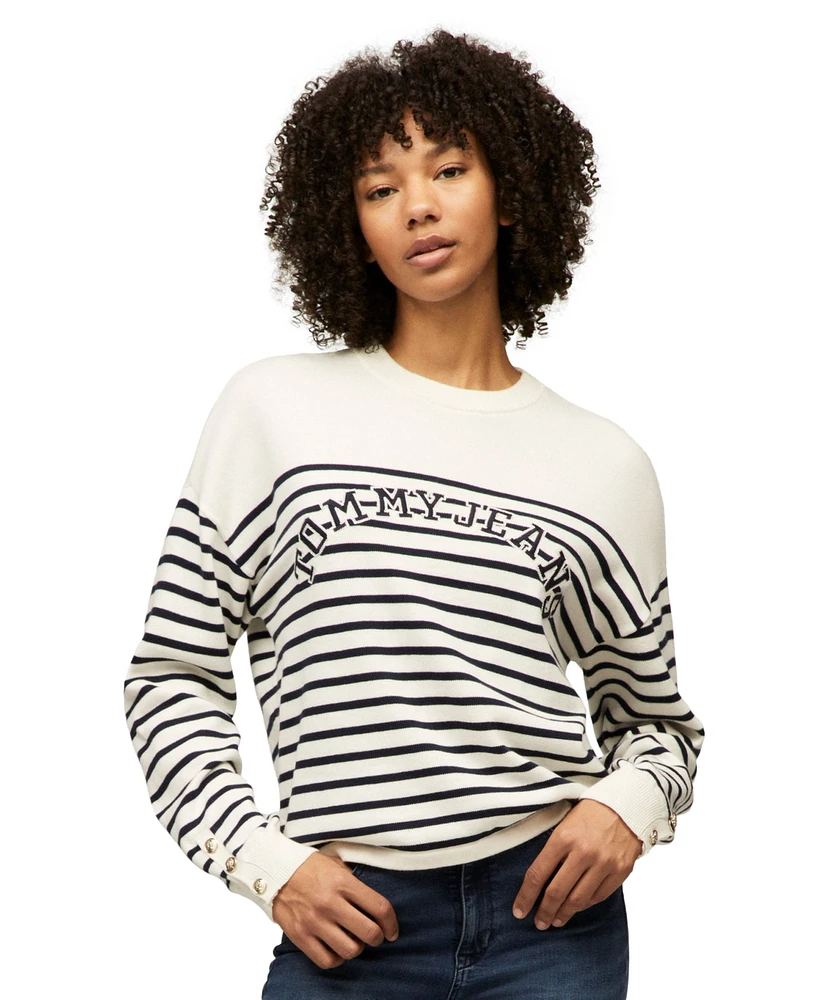 Tommy Jeans Women's Striped Cotton Varsity Sweater