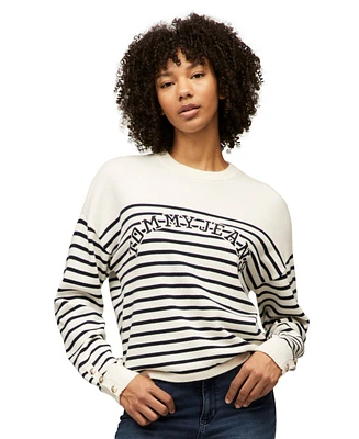 Tommy Jeans Women's Striped Cotton Varsity Sweater