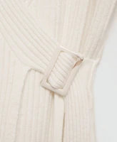 Mango Women's Buckle Detail Ribbed Cardigan