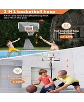 Skonyon 4.8FT-10FT Height Adjustable Portable Basketball Hoop System with 48 Inch Shatterproof Backboard