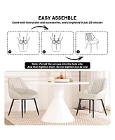 Boyel Living Fabric Diamond Shaped Soft Dining Chair with Metal Legs(Set of 2)