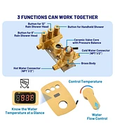 Casainc 3-Function Dual Showerhead Temperature Digital Display Shower System With 2-Setting Slider Bar Handheld