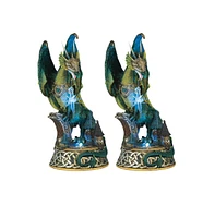 Fc Design "2-pc Gift Set" 9"H Led Green Dragon Standing on Village Figurine Statue Ornament Home Room Office Decor and Perfect Gift Ideas for Housewar