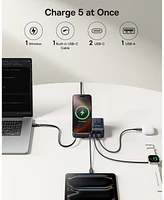 Baseus Nomos 5-in-1 Charging Station 140W, Qi2 15W Magnetic Wireless Charger with 100W Retractable Cable