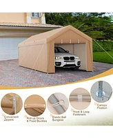 Gouun 10 x 20 Feet Portable Garage Tent Carport with Galvanized Steel Frame-with Sidewall