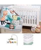 The Peanutshell Safari Adventures 8 Piece Baby Nursery Crib Bedding Set, Quilt, Crib Sheets, Crib Skirt, and Mobile