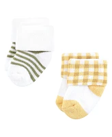 Hudson Baby Girls Cotton Rich Newborn and Terry Socks, Sunflower, 0-6 Months