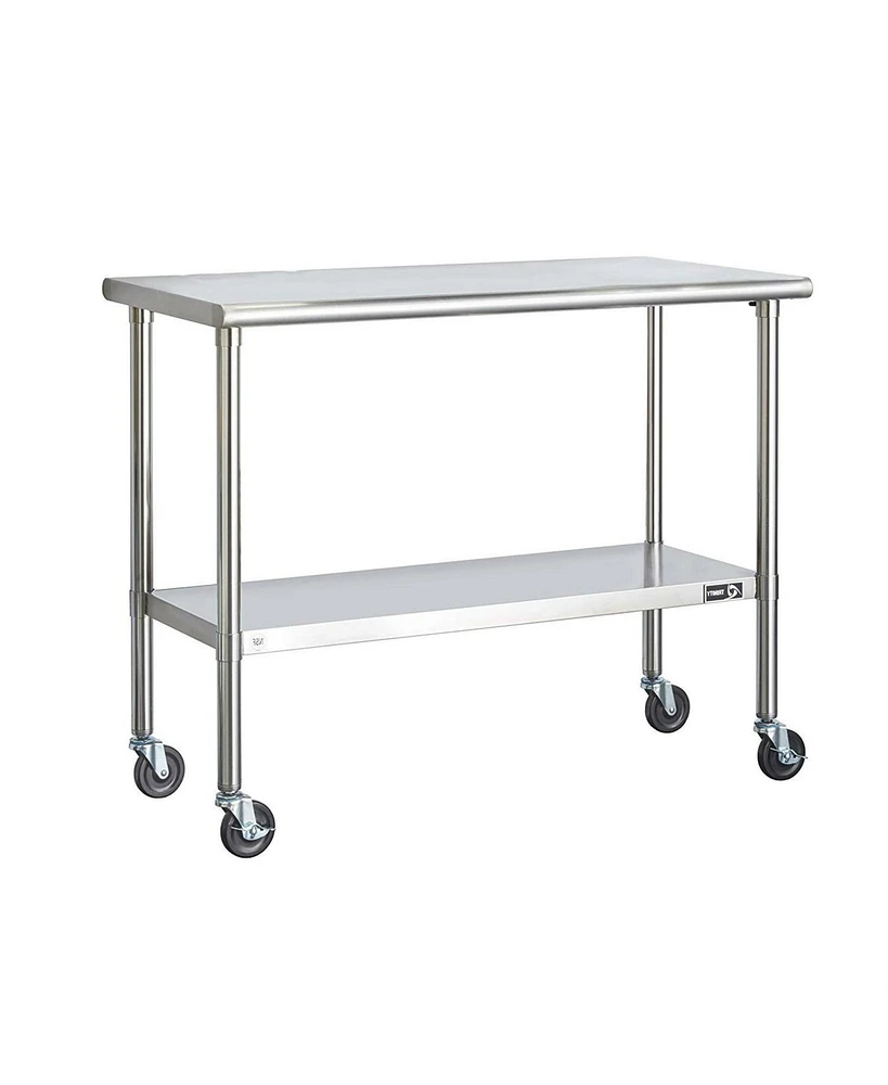 Slickblue Stainless Steel 2-ft Kitchen Island Cart Prep Table with Casters