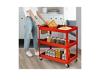 Slickblue Steel Frame Kitchen Serving Utility Cart on Wheels with 2 Bottom Shelves