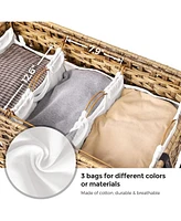 Slickblue 3-Basket Laundry Hamper for Efficient Sorting and Stylish Laundry Storage