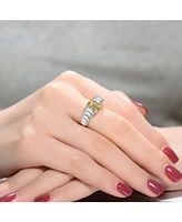 Sterling Silver with White Gold Plated Yellow Asscher with Clear Cubic Zirconia Cluster Ring