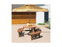 Slickblue Outdoor Picnic Table with 3 Benches for Spacious and Comfortable Outdoor Dining