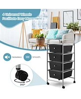 Gouun 4-Drawer Storage Cart with Universal Casters, Heavy-Duty Steel Frame, Slide-Out Design, Space-Saving Organizer