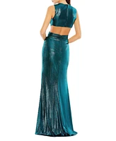 Mac Duggal Women's Metallic Cut Out Gown