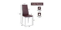 Slickblue Set of 4 Modern High Back Brown Pvc Leather Dining Chairs with Metal Legs