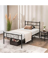 Gouun Twin Xl Metal Bed Frame with Heart-shaped Headboard