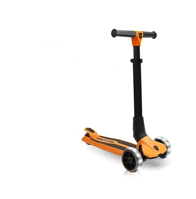 Hurtle 3-Wheel Foldable Kids Scooter With Led Wheel Lights - Orange